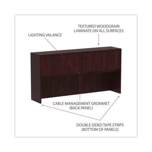 Image of Alera® Alera Valencia Series Hutch with Doors, 4 Compartments, 70.63w x 15d x 35.38h, Mahogany