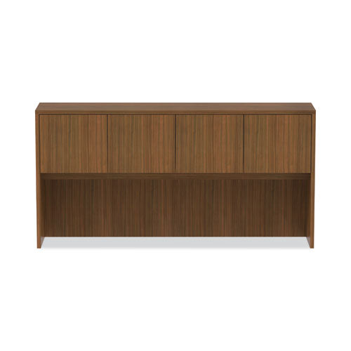Image of Alera® Alera Valencia Series Hutch with Doors, 4 Compartments, 70.63w x 15d x 35.38h, Modern Walnut