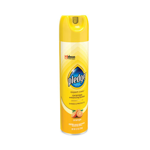 Image of Pledge® Furniture Polish, Orange Clean Scent, 9.7 Oz Aerosol Spray