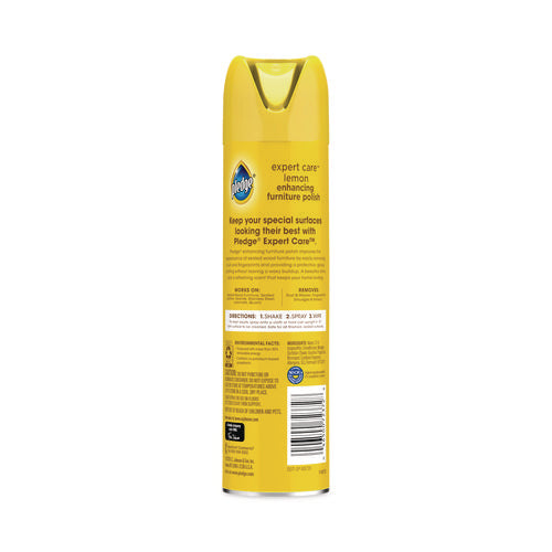 Image of Pledge® Furniture Polish, Lemon, 9.7 Oz Aerosol Spray, 6/carton