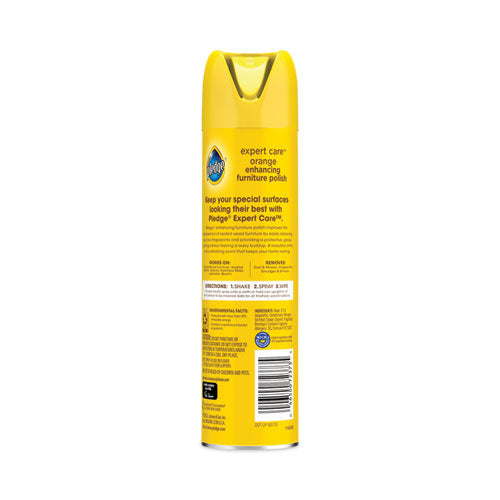 Image of Pledge® Furniture Polish, Orange Clean Scent, 9.7 Oz Aerosol Spray