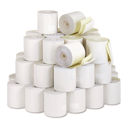 Image of Iconex Impact Printing Carbonless Paper Rolls, 3" X 90 Ft, White/canary, 50/carton
