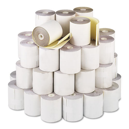Image of Iconex Impact Printing Carbonless Paper Rolls, 3" X 90 Ft, White/canary, 50/carton
