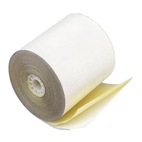 Image of Iconex Impact Printing Carbonless Paper Rolls, 3" X 90 Ft, White/canary, 50/carton