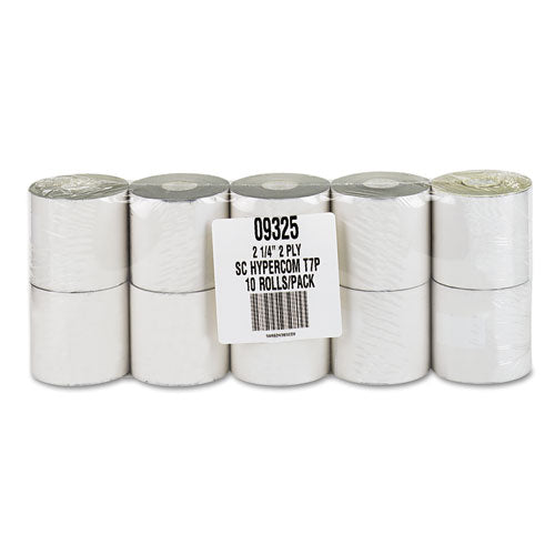 Image of Iconex Impact Printing Carbonless Paper Rolls, 2.25" X 70 Ft, White/canary, 10/pack
