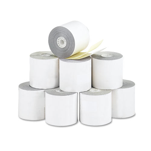 Image of Iconex Impact Printing Carbonless Paper Rolls, 2.25" X 70 Ft, White/canary, 10/pack