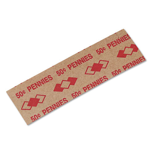 Image of Iconex Tubular Coin Wrappers, Pennies, $.50, Pop-Open Wrappers, 1000/pack