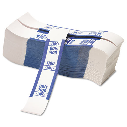 Image of Iconex Color-Coded Kraft Currency Straps, Dollar Bill, $100, Self-Adhesive, 1000/pack