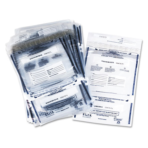 Image of Iconex Clear Dual Deposit Bags, Tamper Evident, Plastic, 11 X 15, Clear, 100/pack