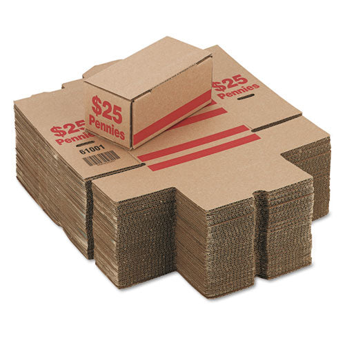 Image of Iconex Corrugated Cardboard Coin Storage With Denomination Printed On Side, 8.5 X 4.38 X 3.63, Red
