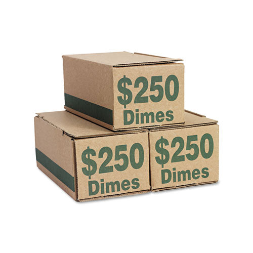 Image of Iconex Corrugated Cardboard Coin Storage with Denomination Printed On Side, 8.06 x 3.31 x 3.19,  Green
