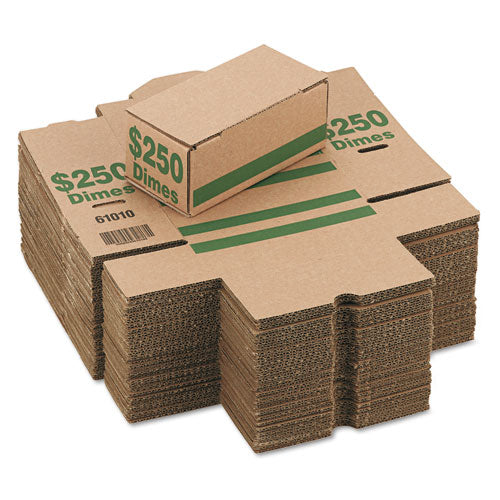Image of Iconex Corrugated Cardboard Coin Storage with Denomination Printed On Side, 8.06 x 3.31 x 3.19,  Green
