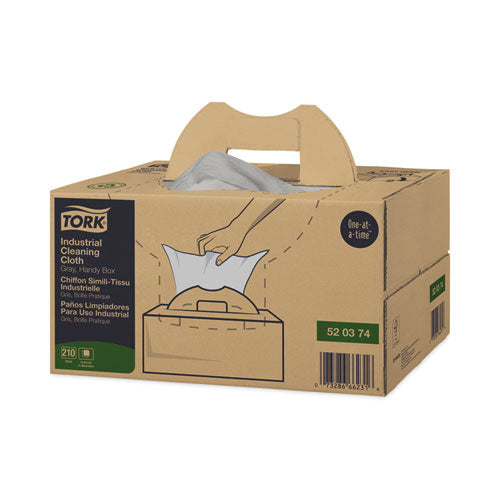 Image of Tork® Industrial Cleaning Cloths, 1-Ply, 16.34 x 14, Gray, 210 Wipes/Box