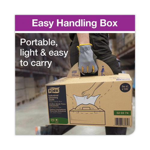 Image of Tork® Industrial Cleaning Cloths, 1-Ply, 16.34 x 14, Gray, 210 Wipes/Box