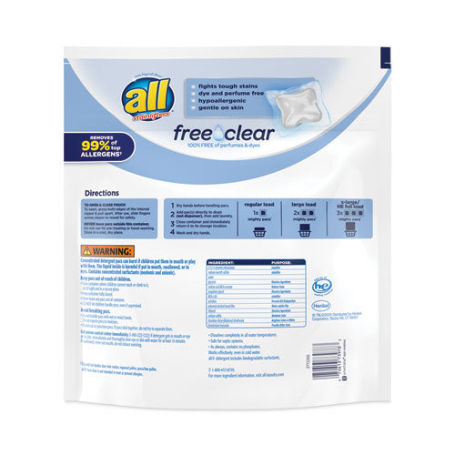 Image of All® Mighty Pacs Free And Clear Super Concentrated Laundry Detergent, 39/pack