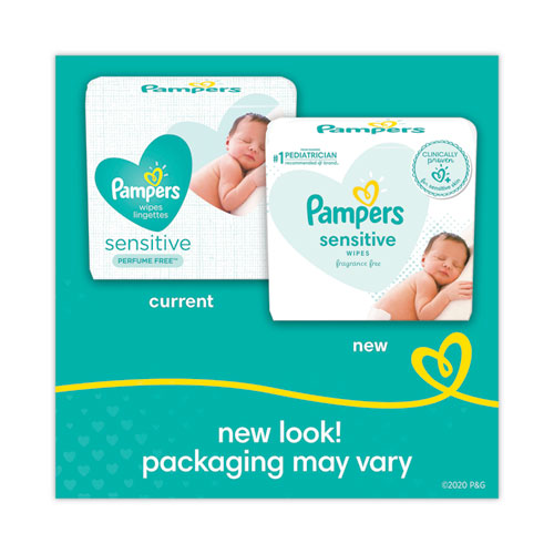 Image of Pampers® Sensitive Baby Wipes, 1-Ply, 6.8 x 7, Unscented, White, 56/Pack