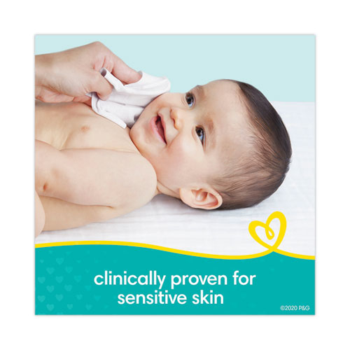 Image of Pampers® Sensitive Baby Wipes, 1-Ply, 6.8 x 7, Unscented, White, 56/Pack