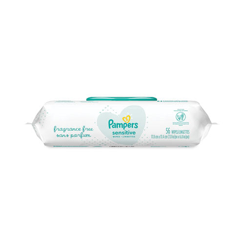 Image of Pampers® Sensitive Baby Wipes, 1-Ply, 6.8 x 7, Unscented, White, 56/Pack