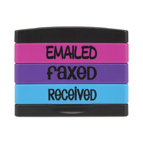 Image of Trodat® Interlocking Stack Stamp, Emailed, Faxed, Received, 1.81" X 0.63", Assorted Fluorescent Ink