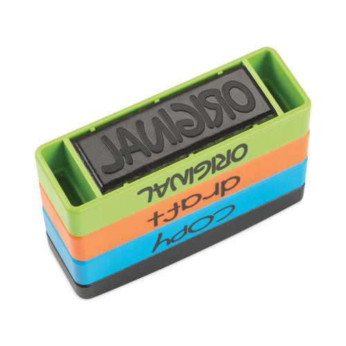Image of Trodat® Interlocking Stack Stamp, Copy, Draft, Original, 1.81" X 0.63", Assorted Fluorescent Ink