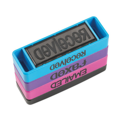 Image of Trodat® Interlocking Stack Stamp, Emailed, Faxed, Received, 1.81" X 0.63", Assorted Fluorescent Ink