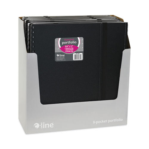 Image of C-Line® Eight-Pocket Portfolio With Security Flap, Polypropylene, 8.5 X 11, Black/white
