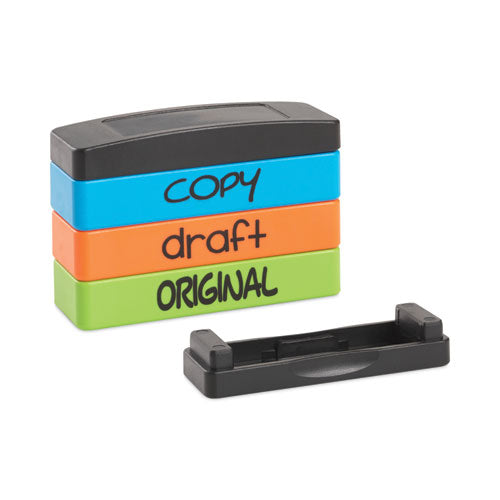 Image of Trodat® Interlocking Stack Stamp, Copy, Draft, Original, 1.81" X 0.63", Assorted Fluorescent Ink