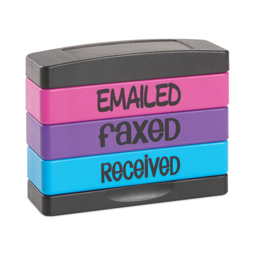 Image of Trodat® Interlocking Stack Stamp, Emailed, Faxed, Received, 1.81" X 0.63", Assorted Fluorescent Ink