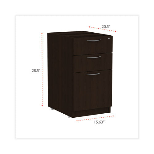 Image of Alera® Alera Valencia Series Full Pedestal File, Left/right, 3-Drawers: Box/box/file, Legal/letter, Espresso, 15.63" X 20.5" X 28.5"