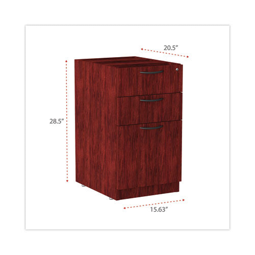 Image of Alera® Alera Valencia Series Full Pedestal File, Left/right, 3-Drawers: Box/box/file, Legal/letter, Mahogany, 15.63" X 20.5" X 28.5"