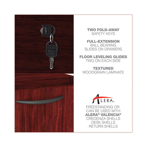 Image of Alera® Alera Valencia Series Full Pedestal File, Left Or Right, 2 Legal/letter-Size File Drawers, Mahogany, 15.63" X 20.5" X 28.5"