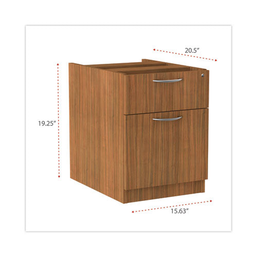 Image of Alera® Alera Valencia Series Hanging Pedestal File, Left/Right, 2-Drawer: Box/File, Legal/Letter, Modern Walnut,15.63 x 20.5 x 19.25