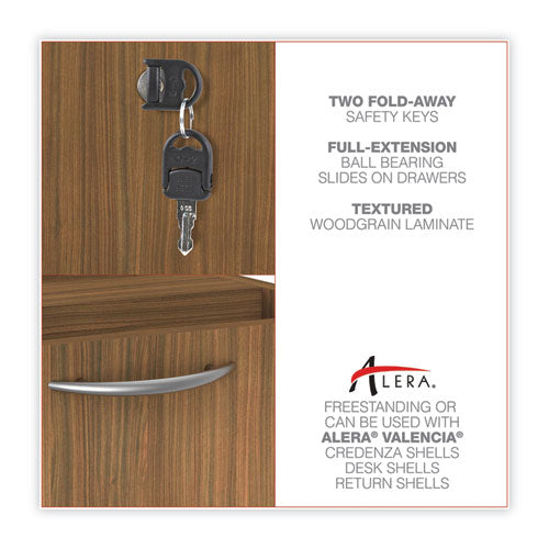 Image of Alera® Alera Valencia Series Hanging Pedestal File, Left/Right, 2-Drawer: Box/File, Legal/Letter, Modern Walnut,15.63 x 20.5 x 19.25