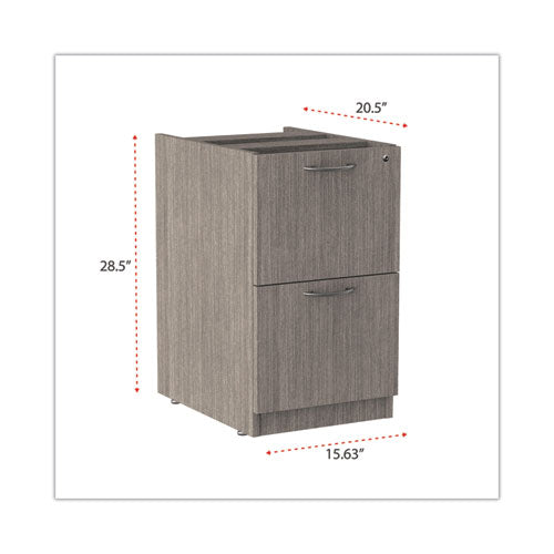 Image of Alera® Alera Valencia Series Full Pedestal File, Left or Right, 2 Legal/Letter-Size File Drawers, Gray, 15.63" x 20.5" x 28.5"