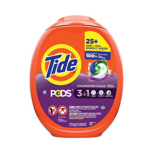 Image of Tide® Pods, HE Compatible, Spring Meadow, 112 Pods/Tub, 4 Tubs/Carton