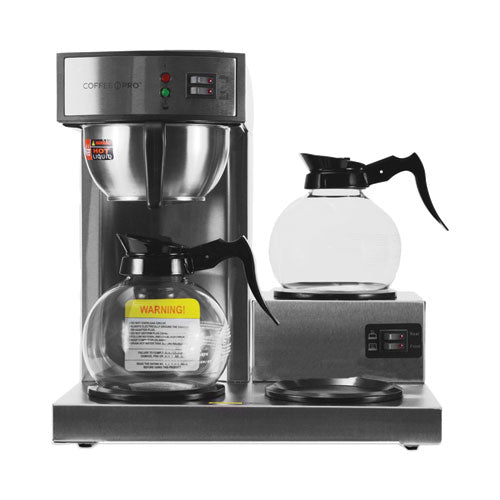 Image of Coffee Pro Three-Burner Low Profile Institutional Coffee Maker, 36-Cup, Stainless Steel