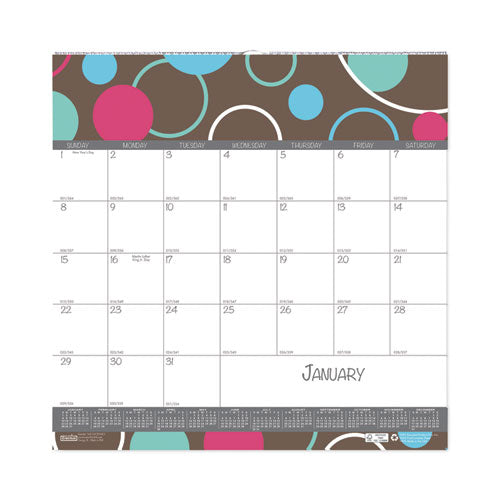 Image of House of Doolittle Recycled Bubbleluxe Wall Calendar, Bubbles Artwork, 12 x 12, White/Multicolor Sheets, 12-Month (Jan to Dec): 2025
