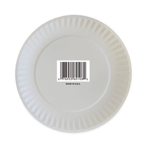 Image of AJM Packaging Corporation Coated Paper Plates, 9" Dia, White, 100/pack, 12 Packs/carton