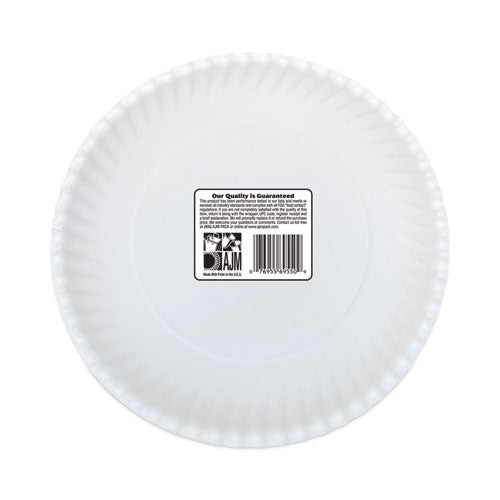 Image of AJM Packaging Corporation Original Heavyweights Paper Plates, 9" dia, White, 120/Pack, 8 Packs/Carton