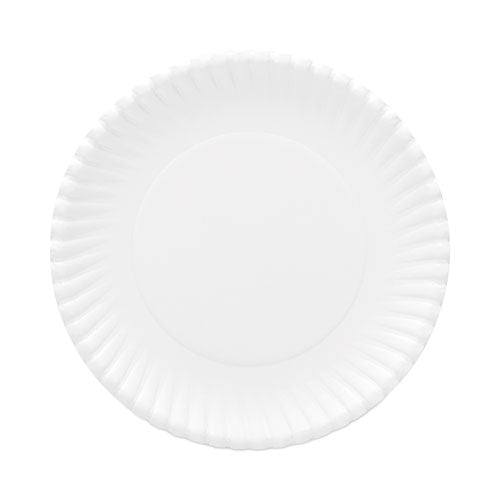 Image of AJM Packaging Corporation Original Heavyweights Paper Plates, 9" dia, White, 120/Pack, 8 Packs/Carton