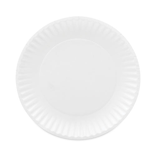 Image of AJM Packaging Corporation Coated Paper Plates, 9" Dia, White, 100/pack, 12 Packs/carton