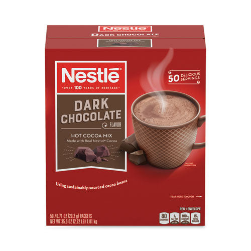 Image of Nestle® Hot Cocoa Mix, Dark Chocolate, 0.71 Packets, 50 Packets/Box, 6 Boxes/Carton