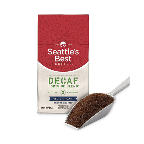Image of Seattle's Best Port Side Blend Ground Coffee, Decaffeinated Medium Roast, 12 oz Bag, 6/Carton