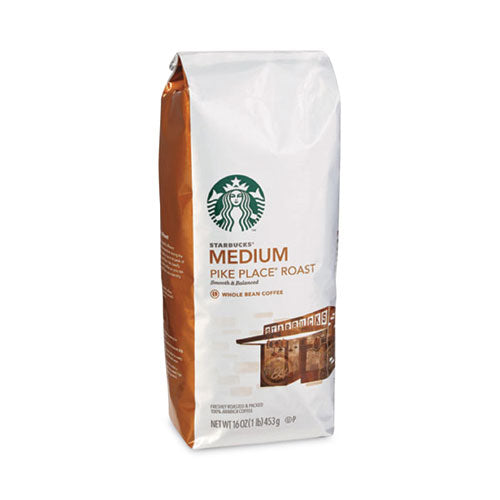 Image of Starbucks® Whole Bean Coffee, Pike Place Roast, 1 lb Bag, 6/Carton