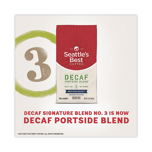 Image of Seattle's Best Port Side Blend Ground Coffee, Decaffeinated Medium Roast, 12 oz Bag, 6/Carton