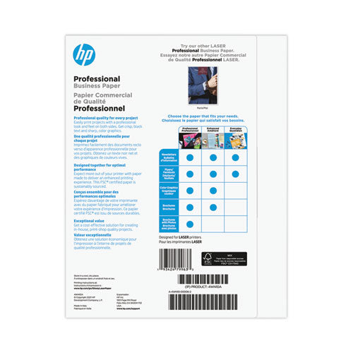 Image of HP Professional Business Paper, 52 lb Bond Weight, 8.5 x 11, Glossy White, 150/Pack