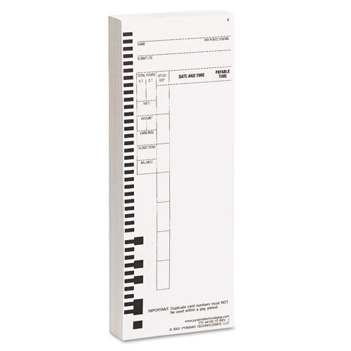 Image of Pyramid Technologies Time Clock Cards For Pyramid Technologies 4000, One Side, 3.5 X 8.5, 100/pack