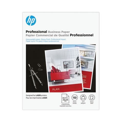 Image of HP Professional Business Paper, 52 lb Bond Weight, 8.5 x 11, Glossy White, 150/Pack