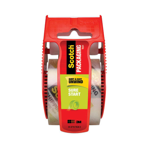Image of Scotch® Sure Start Packaging Tape With Dispenser, 1.5" Core, 1.88" X 22.2 Yds, Clear