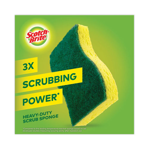 Image of Scotch-Brite® Heavy-Duty Scrub Sponge, 4.5 X 2.7, 0.6" Thick, Yellow/green, 6/pack